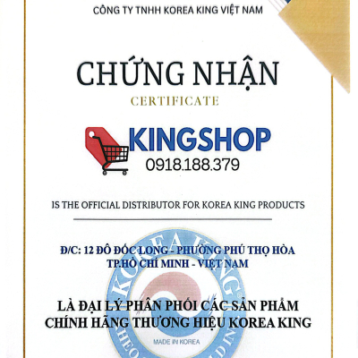 Chứng nhận King Shop là đại lý chính hãng Korea King