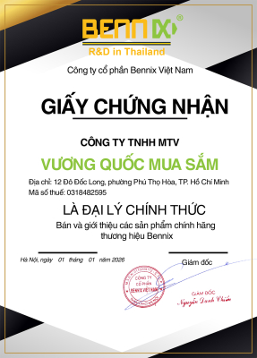 Chứng nhận KingShop là đại lý chính thức thương hiệu Bennix