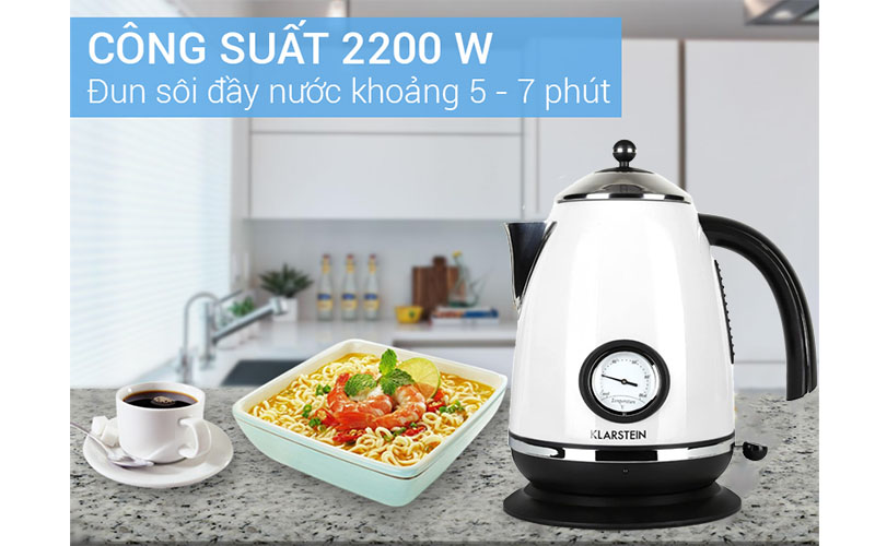 Ấm đun nước siêu tốc Klarstein AquaVita Chalet - Hàng chính hãng