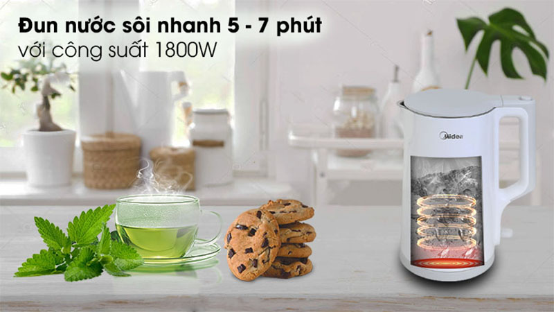 Ấm đun siêu tốc Midea MK-17DW - Hàng chính hãng