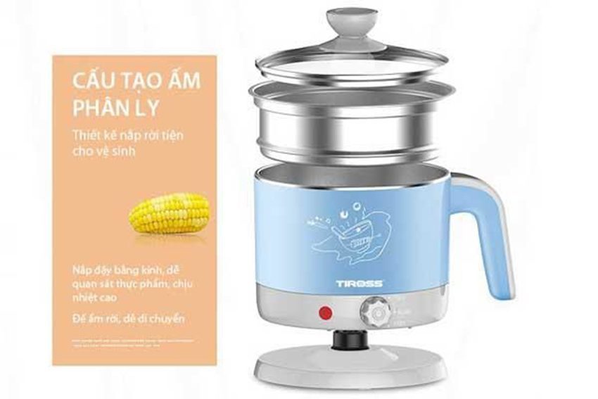 Ấm nấu điện đa năng Tiross TS1366 - Hàng chính hãng