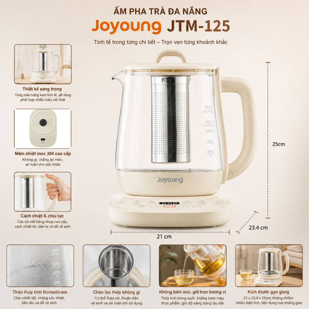 Ấm pha trà đa năng Joyoung JTM-125 - Hàng chính hãng