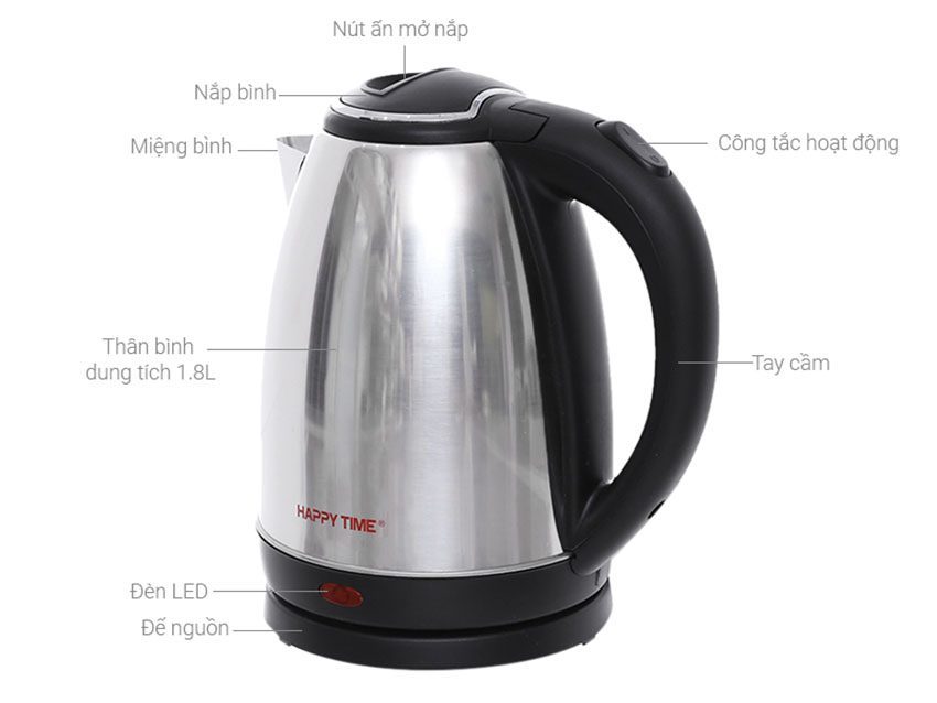 Ấm siêu tốc Inox Happy Time Sunhouse HTD-1088 - Hàng chính hãng