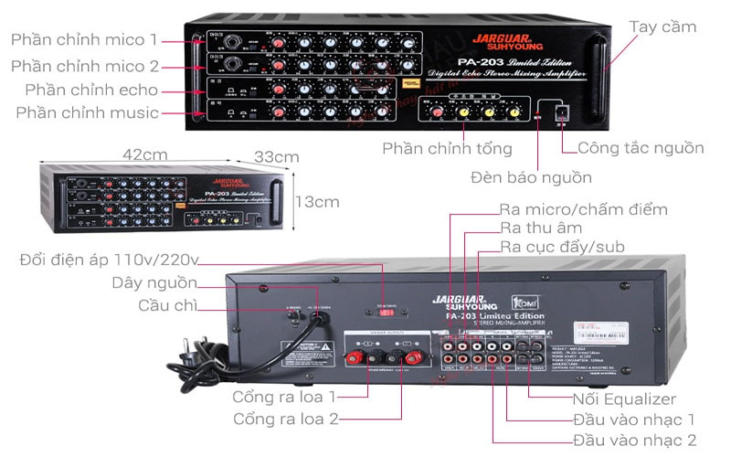 Amply karaoke Jarguar Suhyoung PA-203 Limited Edition - Hàng chính hãng