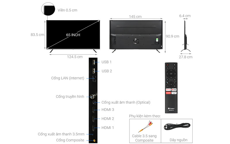 Android Tivi Casper 65 inch 65UG6000 - Hàng chính hãng