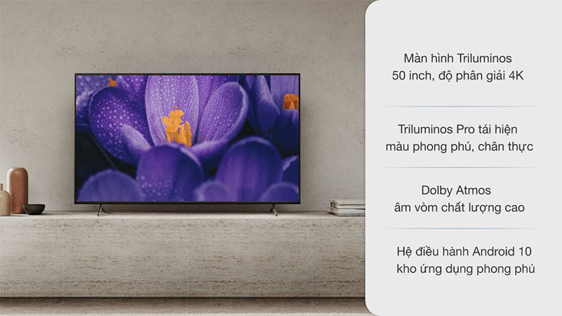 Android Tivi Sony 4K 50 inch KD-50X80J/S - Hàng chính hãng