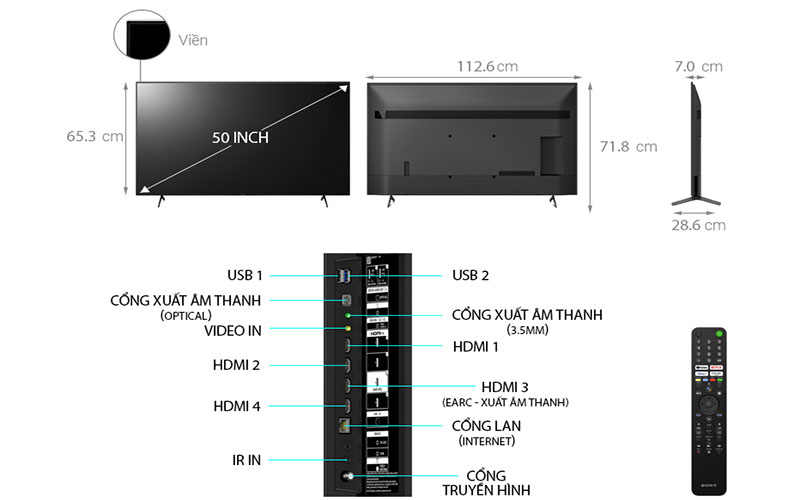 Android Tivi Sony 4K 50 inch KD-50X80J/S - Hàng chính hãng