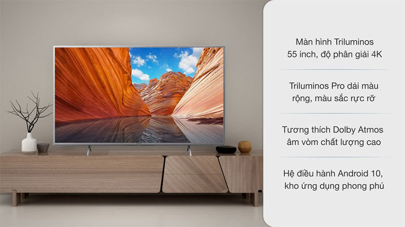 Android Tivi Sony 4K 55 inch KD-55X80J - Hàng chính hãng