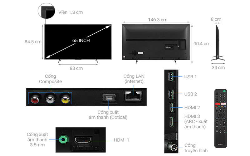Android Tivi Sony 4K 65 inch KD-65X7500H - Hàng chính hãng