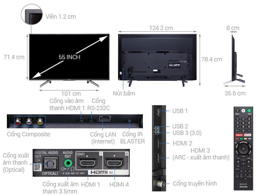 Android Tivi Sony KD-55X7500F - Hàng chính hãng