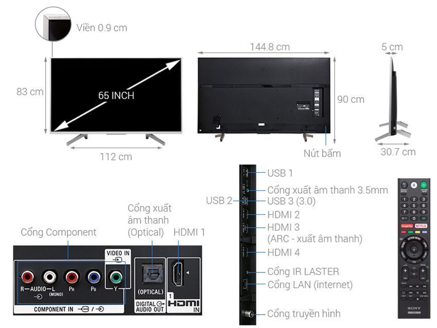 Android Tivi Sony KD-65X8500F - Hàng chính hãng