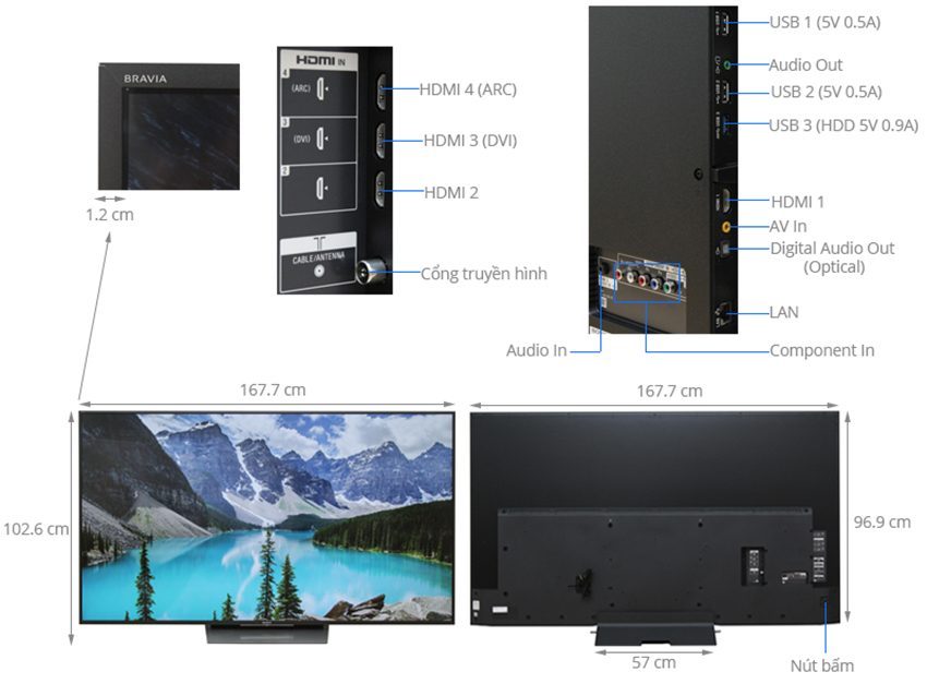 Android Tivi Sony KD-75X8500F - Hàng chính hãng
