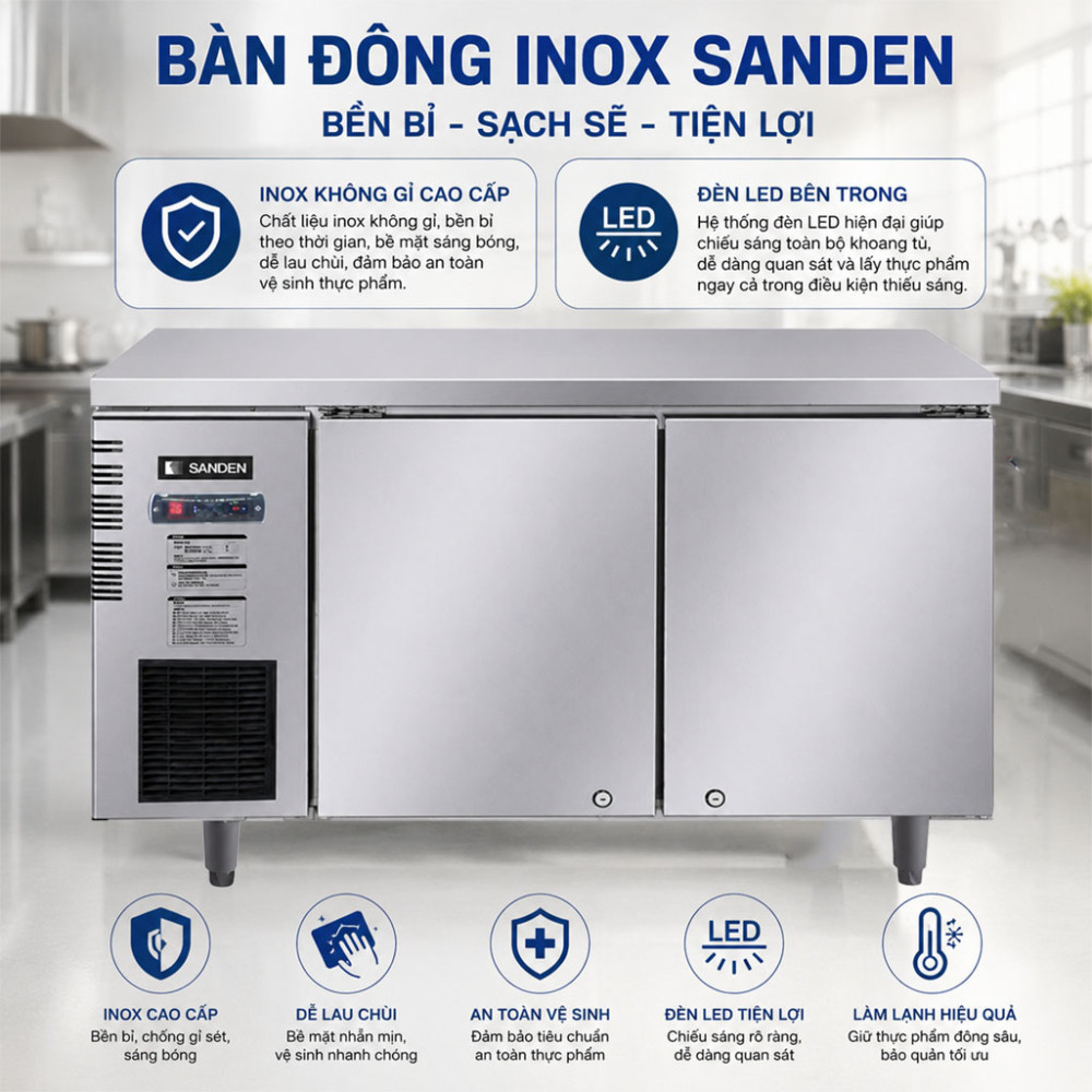 Bàn đông Inox Sanden SCF-1203 300L - Hàng chính hãng