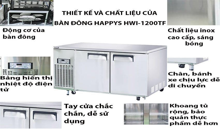 Bàn đông công nghiệp 2 cánh gián tiếp Happys HWI-1200TF - Hàng chính hãng