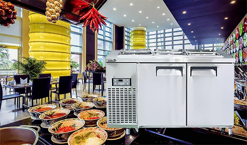 Bàn mát salad công nghiệp 2 cánh gián tiếp Happys HWI-1500S-F - Hàng chính hãng