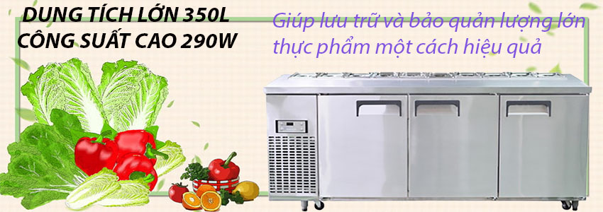 Bàn mát salad công nghiệp 3 cánh gián tiếp Happys HWI-1800S-F - Hàng chính hãng