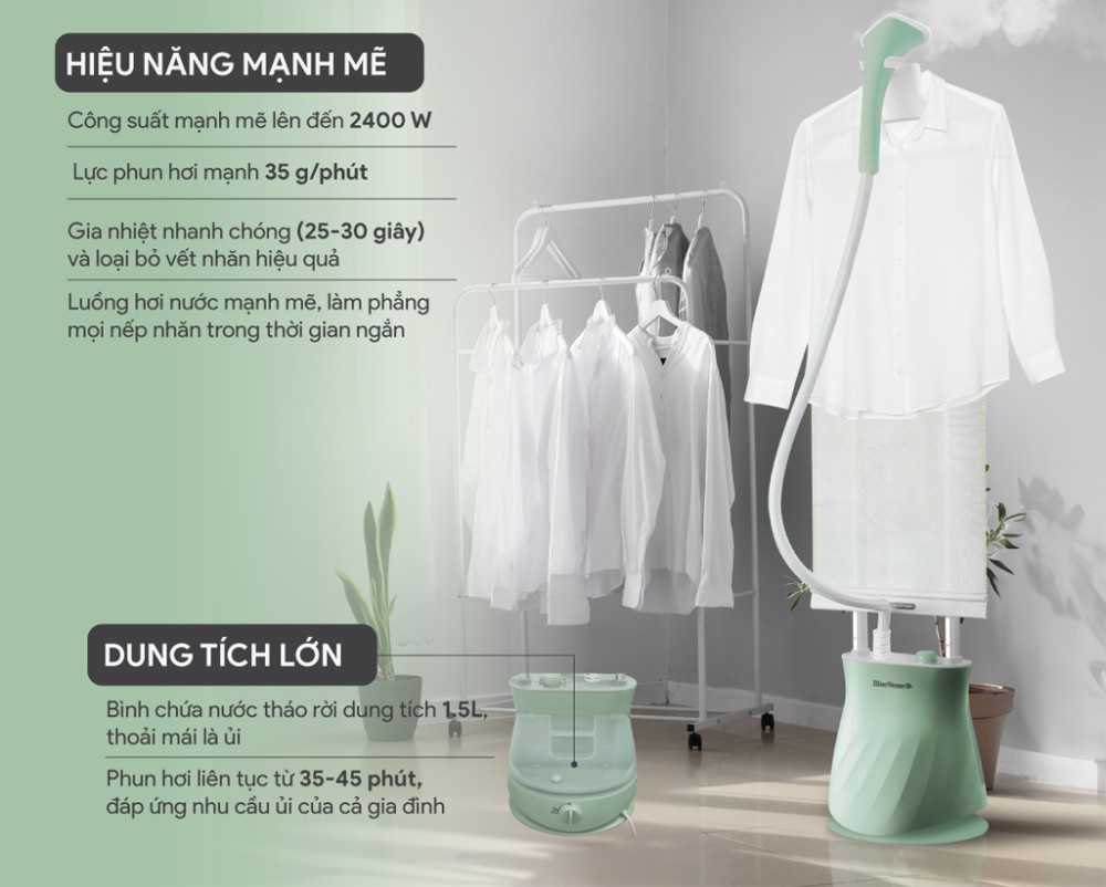 Bàn ủi hơi nước đứng BlueStone GSB-3947 - Hàng chính hãng