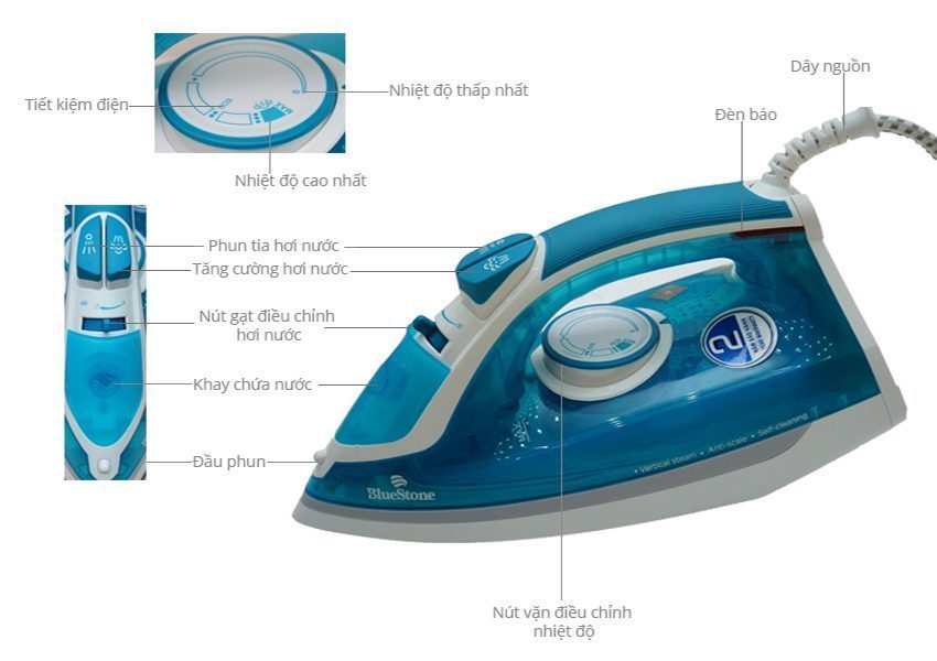 Bàn ủi hơi nước Bluestone SIB-3809 - Hàng chính hãng