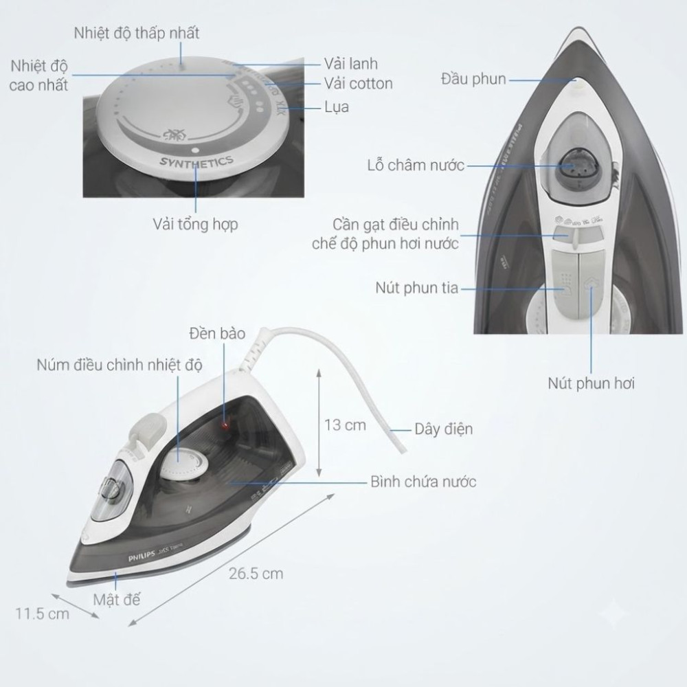 Bàn ủi hơi nước Philips DST2020/80 - Hàng chính hãng