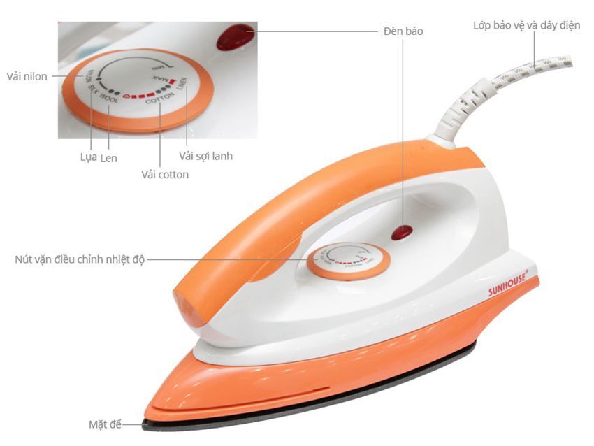 Bàn ủi khô Sunhouse SHDI-1070 - Hàng chính hãng