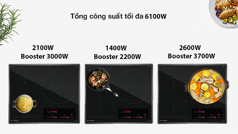 Bếp 3 điện từ Inverter Eurosun EU-T905G - Hàng chính hãng