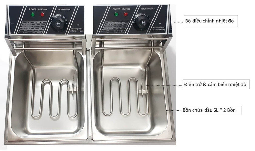 Bếp chiên nhúng điện đôi Goodfor KD-02 - Hàng chính hãng