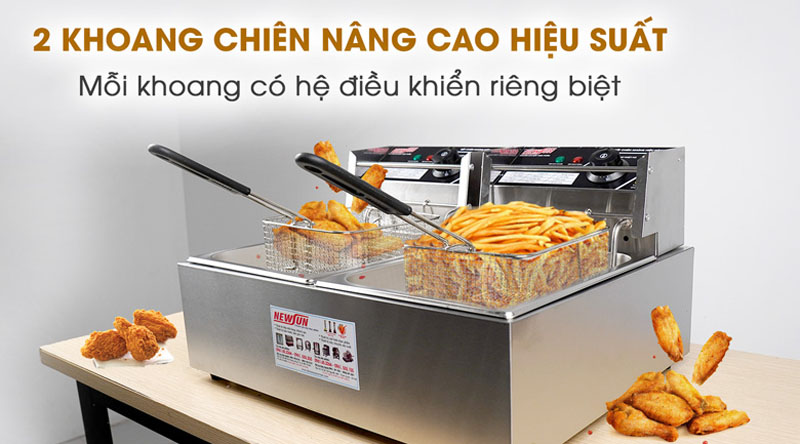 Bếp chiên nhúng điện đôi Newsun EF82 - Hàng chính hãng