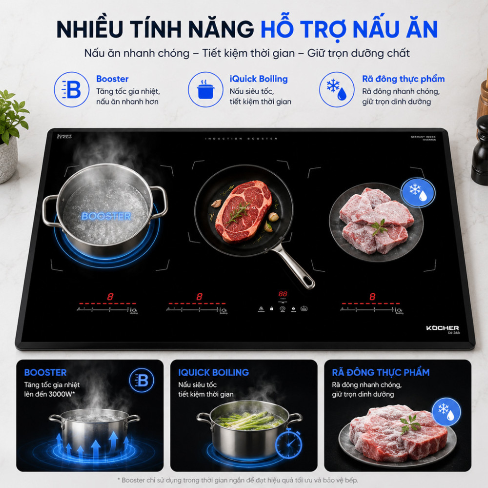 Bếp từ 3 vùng nấu Kocher DI-355 - Hàng chính hãng