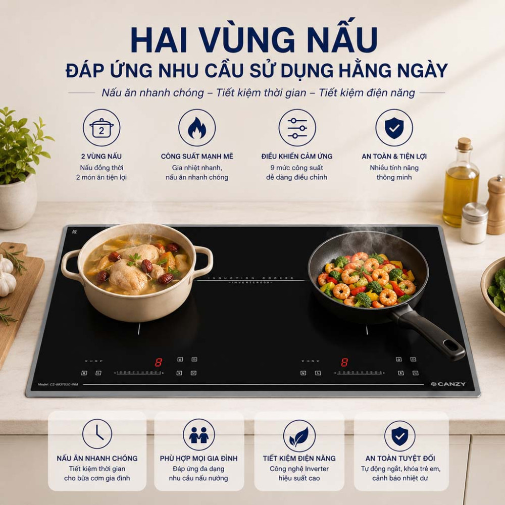 Bếp điện từ 2 vùng nấu Canzy CZ-I70072C.NEW - Hàng chính hãng