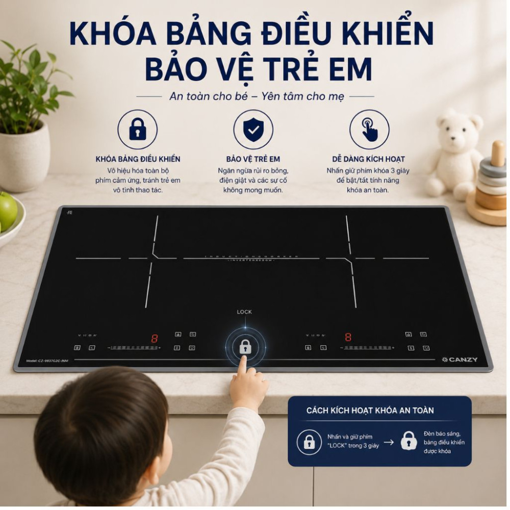 Bếp điện từ 2 vùng nấu Canzy CZ-I70072C.NEW - Hàng chính hãng