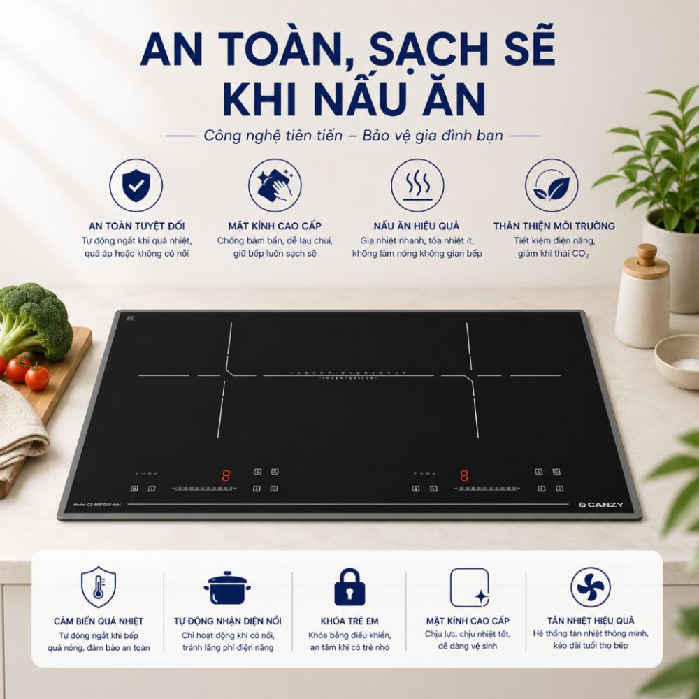 Bếp điện từ 2 vùng nấu Canzy CZ-I70072C.NEW - Hàng chính hãng
