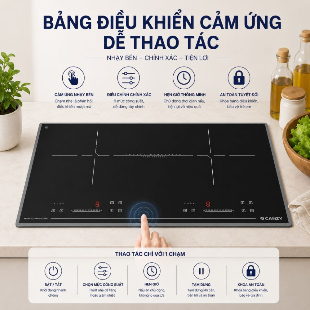 Bếp điện từ 2 vùng nấu Canzy CZ-I70072C.NEW - Hàng chính hãng