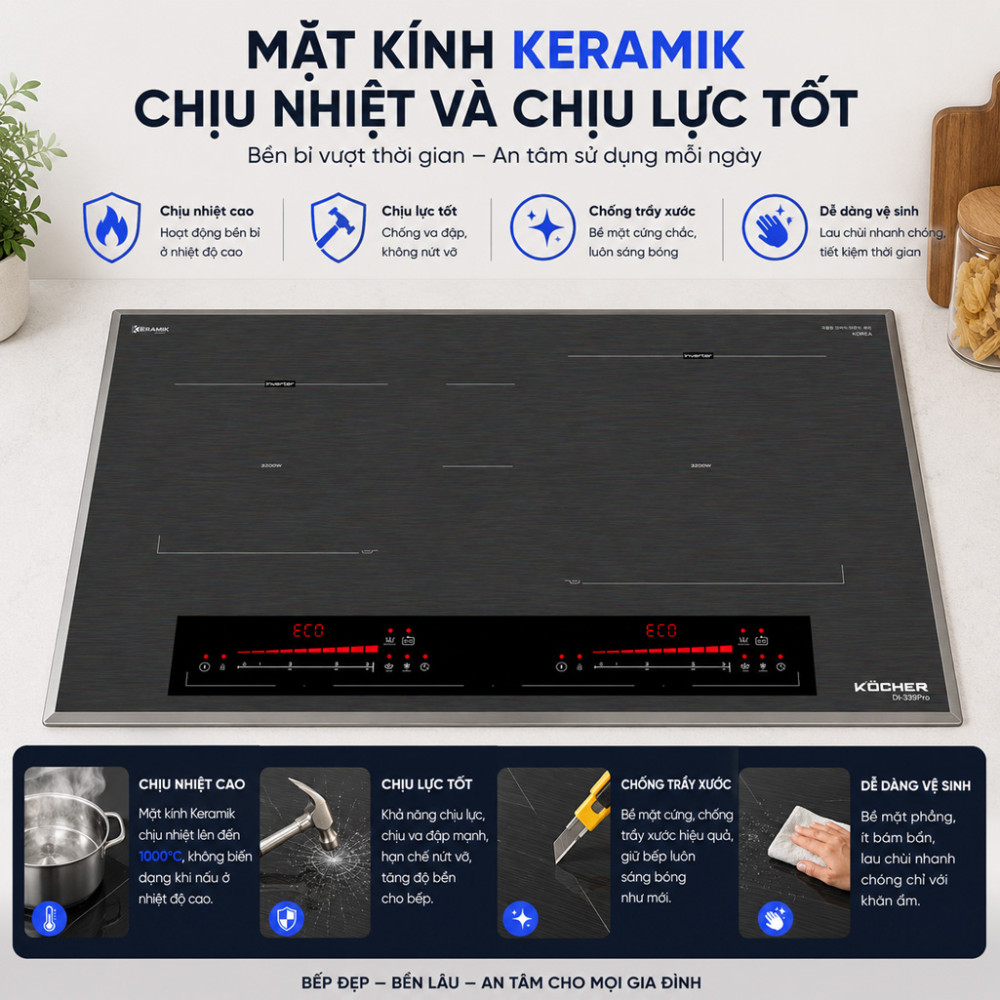Bếp điện từ đôi Kocher DI-339 PRO - Hàng chính hãng