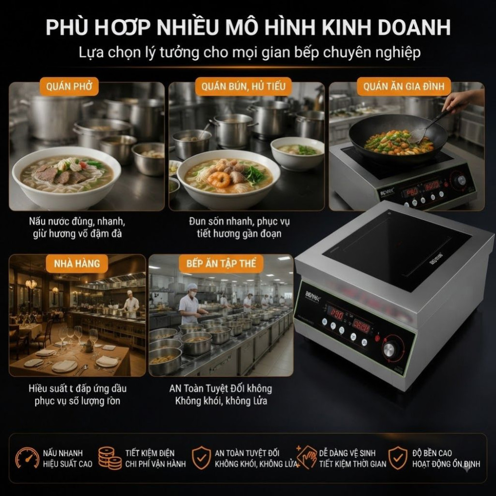 Bếp điện từ công nghiệp Bennix BN-5KW - Hàng chính hãng