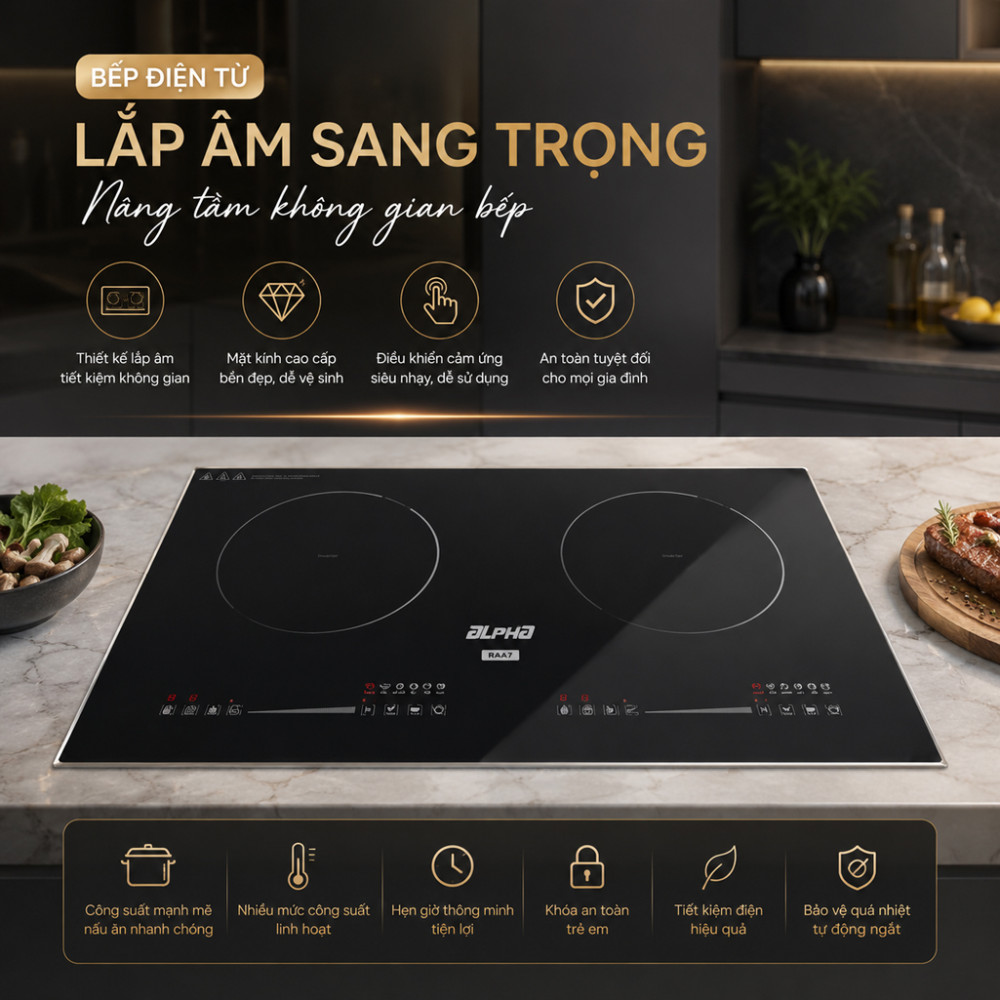 Bếp điện từ đôi Alpha BM7 - Hàng chính hãng