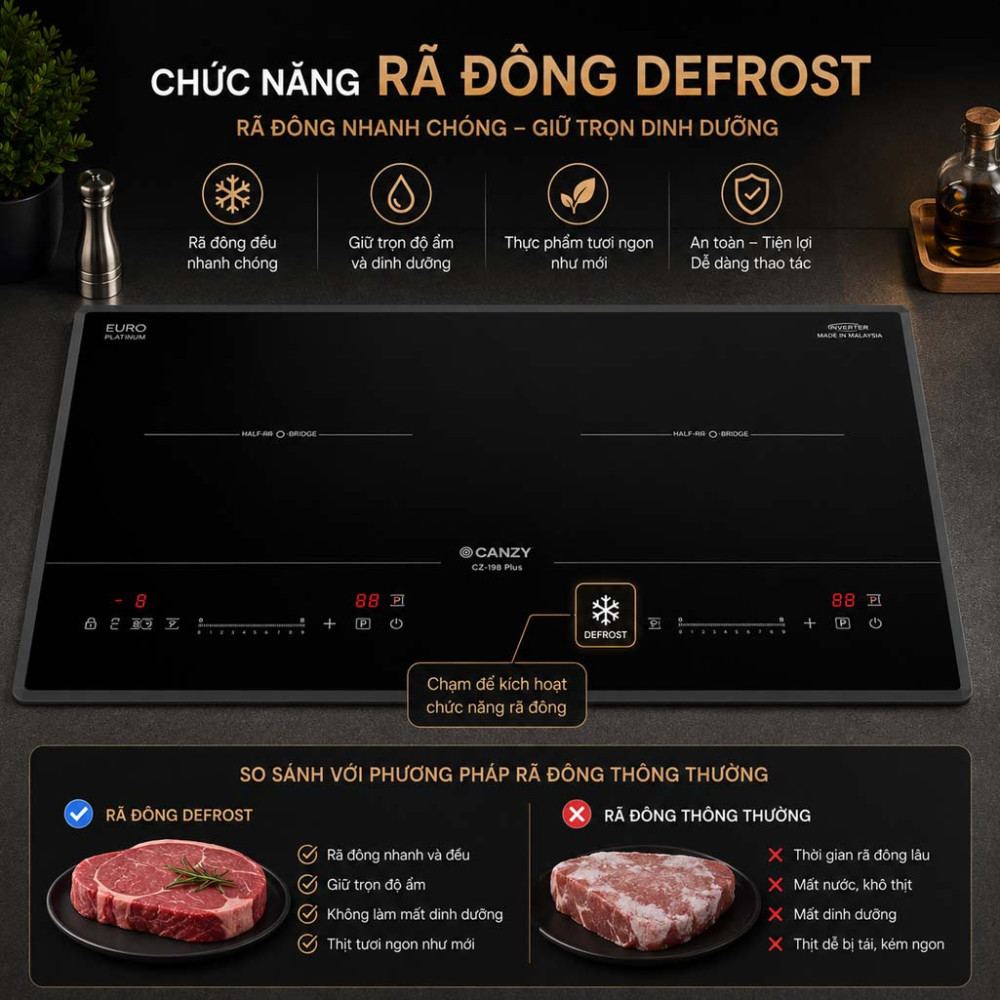 Bếp điện từ đôi Canzy CZ-G52 SERI II - Hàng chính hãng