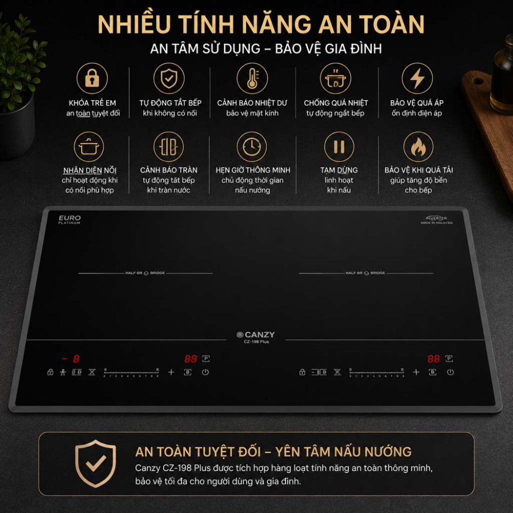 Bếp điện từ đôi Canzy CZ-G52 SERI II - Hàng chính hãng