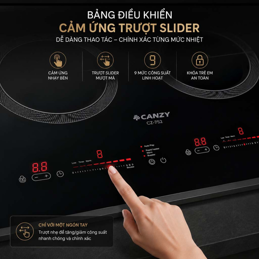Bếp điện từ đôi Canzy CZ T52 SERI II - Hàng chính hãng