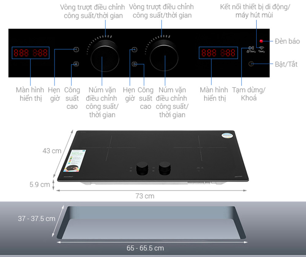 Bếp điện từ đôi Comfee CIH-55DSU - Hàng chính hãng