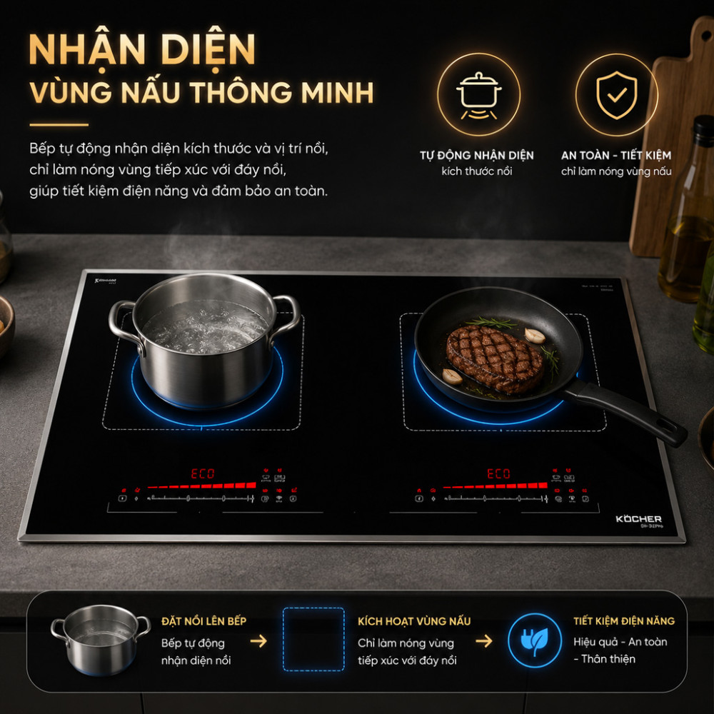 Bếp điện từ đôi Kocher DI-333SE - Hàng chính hãng