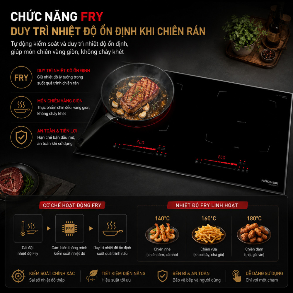 Bếp điện từ đôi Kocher DI-336 PRO - Hàng chính hãng