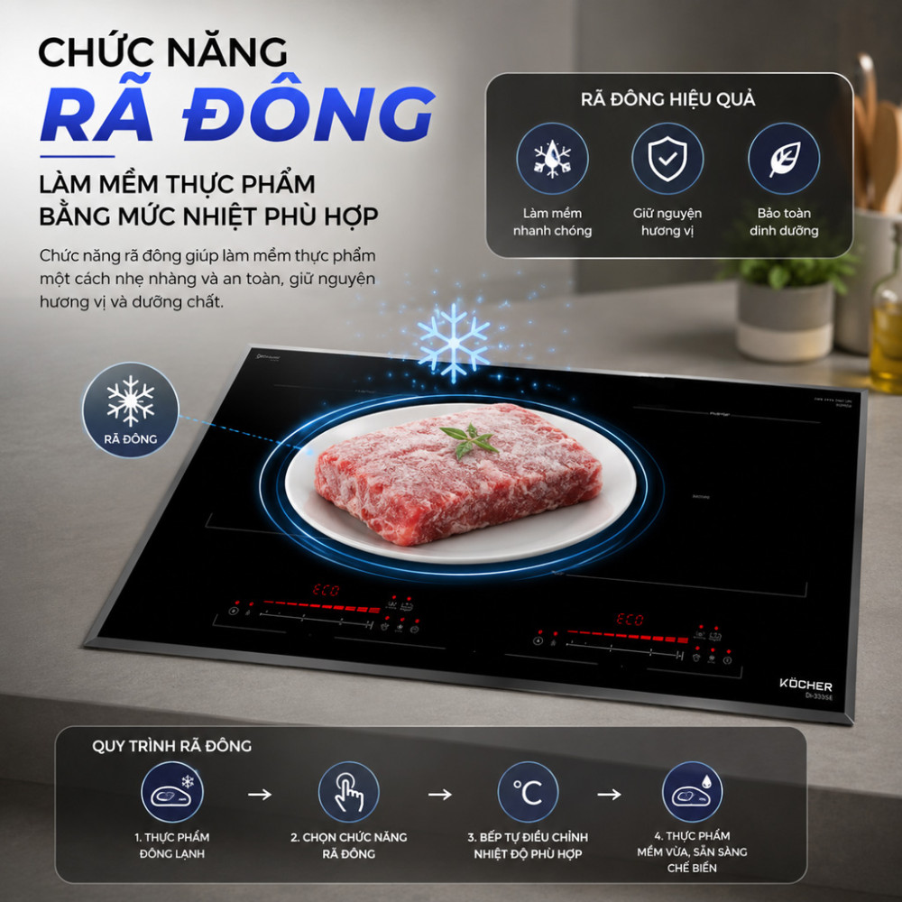 Bếp điện từ đôi âm Kocher DI-338 PRO - Hàng chính hãng