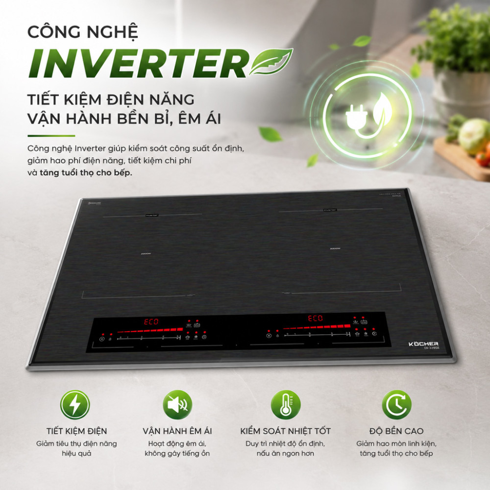 Bếp điện từ đôi Kocher DI-338SE - Hàng chính hãng