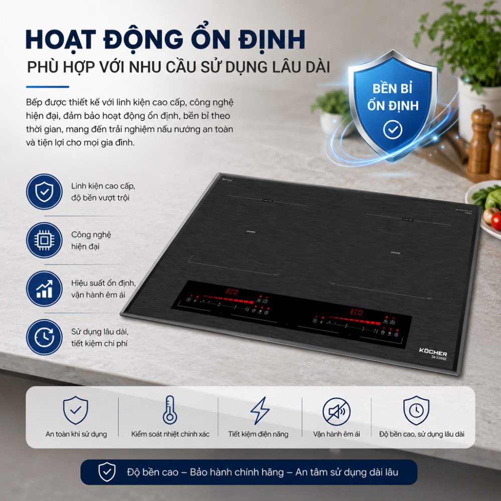 Bếp điện từ đôi Kocher DI-338SE - Hàng chính hãng