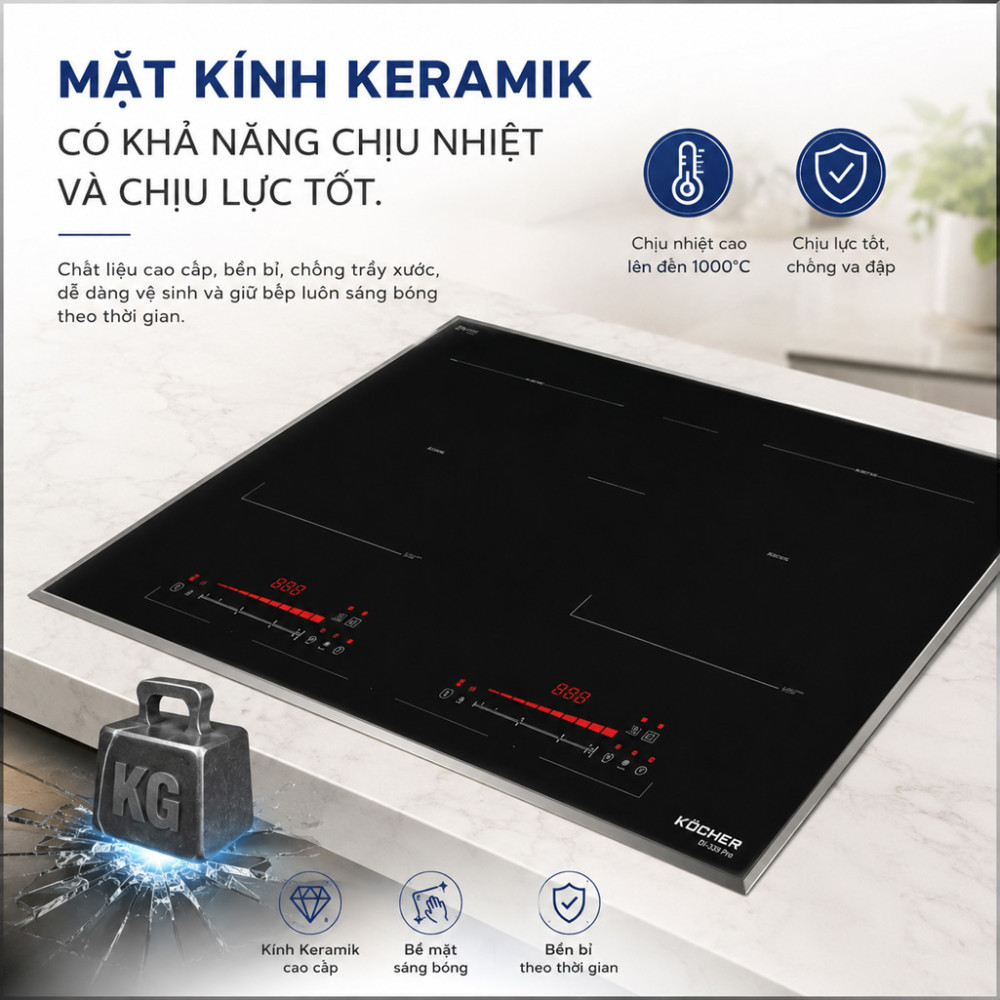 Bếp điện từ đôi Kocher DI-339SE - Hàng chính hãng