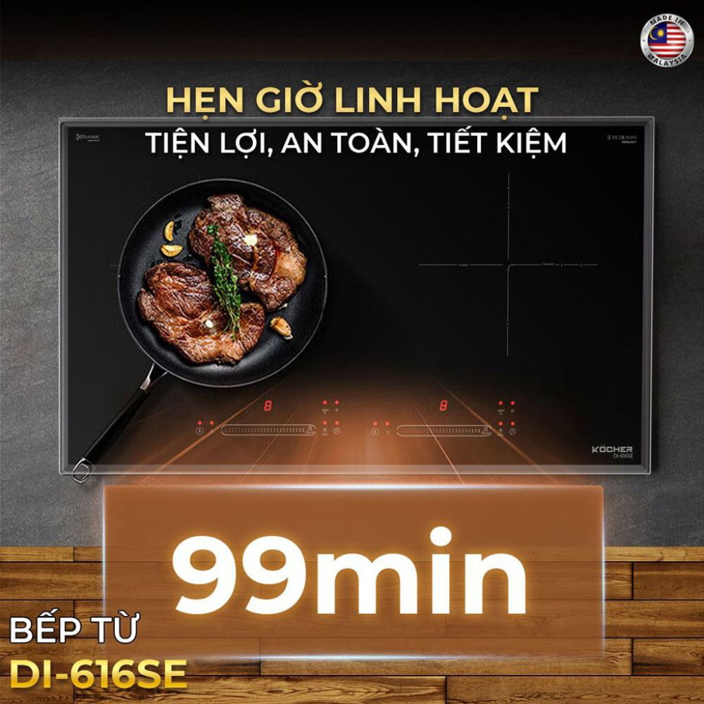 Bếp điện từ đôi Kocher DI-616SE - Hàng chính hãng