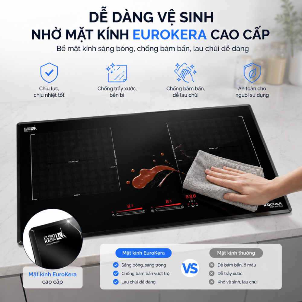 Bếp điện từ đôi Kocher DIB4-888 PLUS - Hàng chính hãng