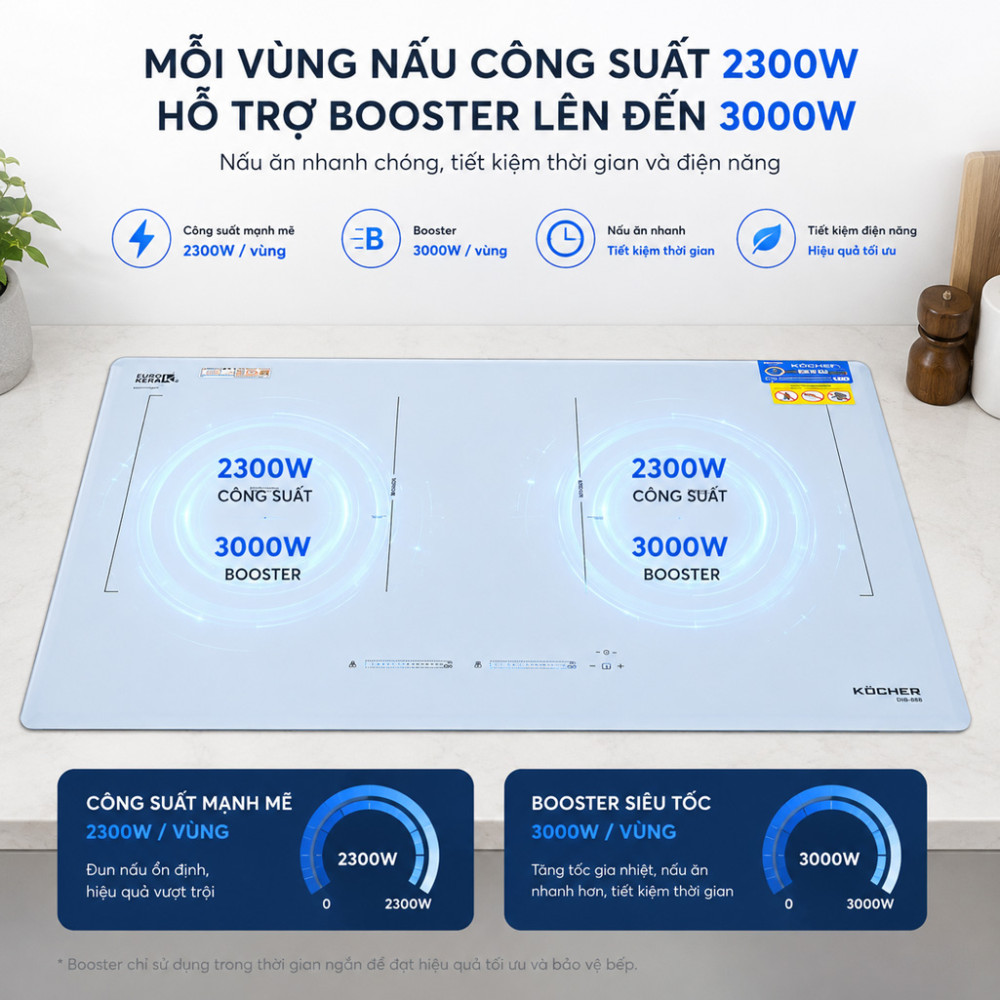 Bếp điện từ đôi Kocher DIB4-888W - Hàng chính hãng