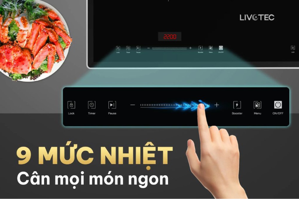 Bếp điện từ đôi Livotec LID-990M - Hàng chính hãng