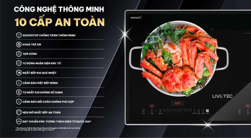 Bếp điện từ đôi Livotec LID-990M - Hàng chính hãng